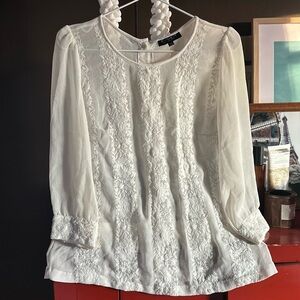 TOPSHOP Elegant White Lace Blouse